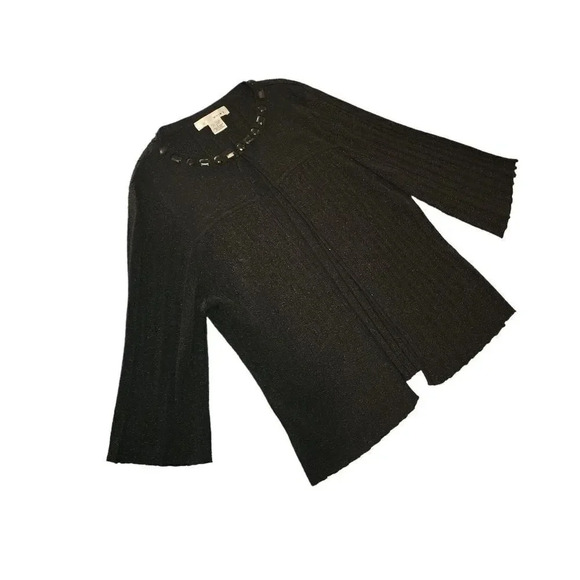WD.NY Women's Black Viscose Long Sleeve Shimmer Comfort Cardigan Top Size Small - Picture 5 of 7